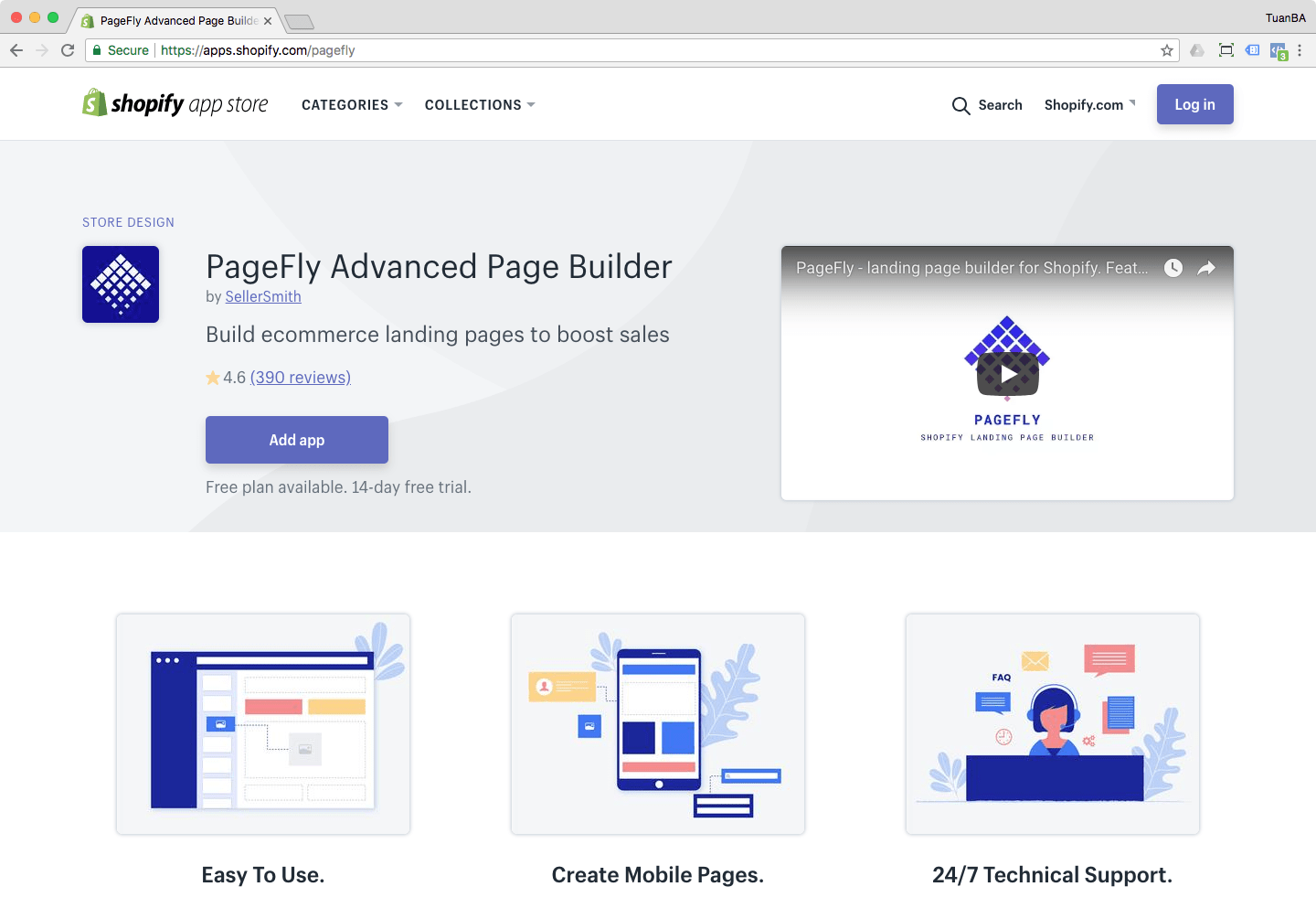 PageFly page builder at Shopify App store